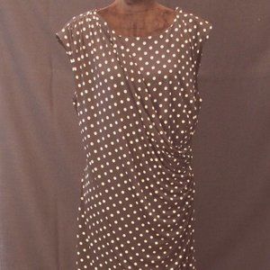 Plus Size Navy & White Polka Dot Dress w/Ruching